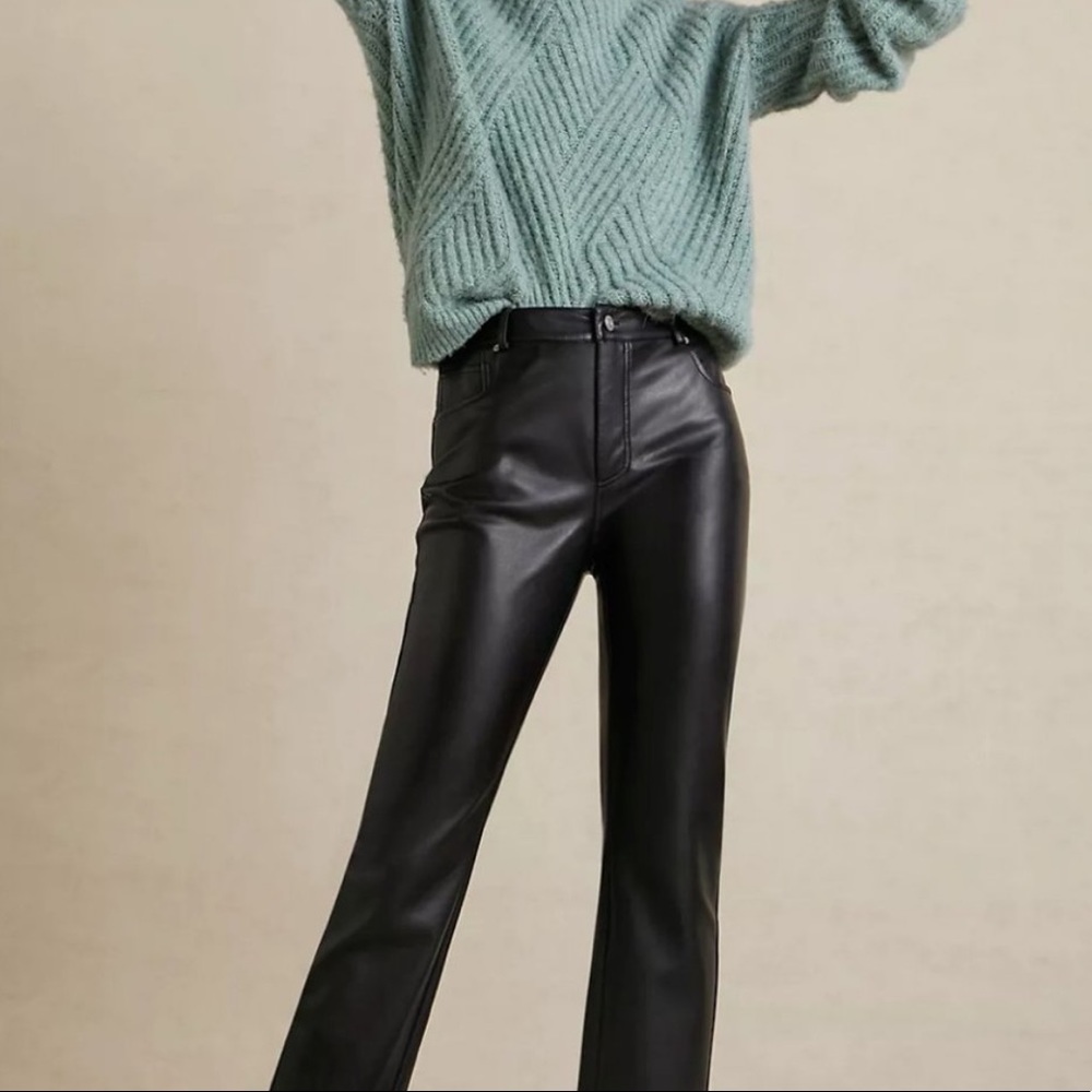 Vintage Bagatelle Women's Black Lined 100% Genuine Leather High Waisted Pants 27